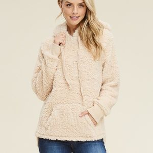NWT Staccato beige Sherpa fuzzy hoodie sweatshirt